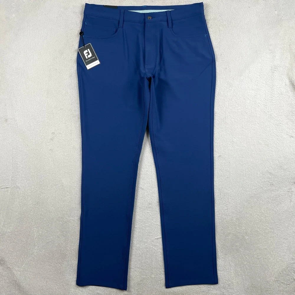 New FootJoy Athletic Fit Pants Mens 34x32 Blue Slim Fit Wicking Stretch Golf